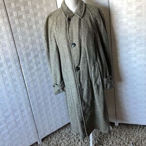 Vintage Harris Tweed Plymouth Of Boston Trench Coat Gray Scottish Top O’ Tweed 1